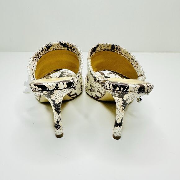 Burberry Slide Sandals 39 US 9 Ivory Brown Python Embossed Zip High Heel NWOB - Picture 10 of 15